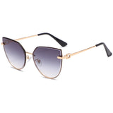 other : Lunettes de Soleil Femme Cat Eye Métal other Accessoires De Mode in Tissu libre Or Double Gris van Seroa