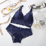 other : Ensemble Femme Lin Sous Vêtement Dentelle in Bleu M (45-65kg) van Seroa