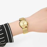 Montre Femme Luxe Dorée en Acier Inoxydable avec Diamants, Élégante et Raffinée