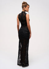 Robe : Robe Longue Femme Noire Élégant Dentelle Noir in van Seroa