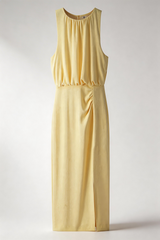 Robes : Robe midi élégante pour femme, confortable en jersey, idéale pour in Jaune van Seroa