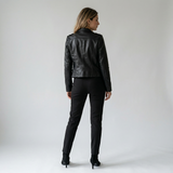 Veste Biker Femme Noire en Polyester - Style Moto Élégante et Confortable