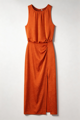 Robes : Robe midi élégante pour femme, confortable en jersey, idéale pour in Orange van Seroa