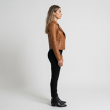 Veste Biker Femme Noire en Polyester - Style Moto Élégante et Confortable