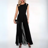 dresses : Combinaison Femme sans Manches Maxi Fluide in Noir van Seroa