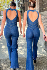 dresses : Combinaison en jean évasée à fermeture zippée, inspirée du style in van Seroa