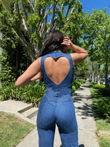 dresses : Combinaison en jean évasée à fermeture zippée, inspirée du style in van Seroa