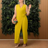 Combinaisons : Combinaison Femme Élégant Design Wrap in Jaune van Seroa