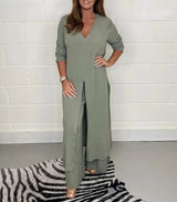 Combinaisons : Combinaison Femme Pantalon Large Taille in Vert van Seroa