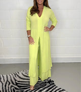 Combinaisons : Combinaison Femme Pantalon Large Taille in Jaune van Seroa