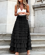 skirts : Jupe Longue Femme Tulle in Noir van Seroa