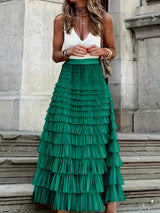 skirts : Jupe Longue Femme Tulle in Vert van Seroa