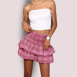 skirts : Jupe Femme Mini en Tissu Léger skirts Mode Classique in Rose van Seroa