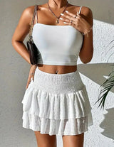 skirts : Jupe Femme Mini en Tissu Léger skirts Mode Classique in Blanc van Seroa