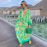 dresses : Robe Longue Fluide Bohème Femme pour l'Été - Maxi Élégante et Confortable in Vert van Seroa