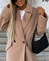 Autumn Collection : Manteau Femme Ample Polyester in Kaki clair van Seroa