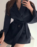 Autumn Collection : Manteau Femme Ample Ceinture in Noir Taille Unique van Seroa
