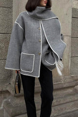 Autumn Collection : Manteau Femme Élégant Châle in Gris clair van Seroa