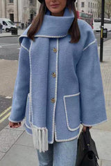 Autumn Collection : Manteau Femme Élégant Châle in Bleu van Seroa