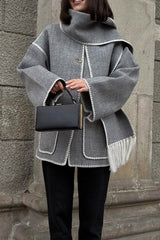 Autumn Collection : Manteau Femme Élégant Châle in Gris clair van Seroa