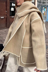 Autumn Collection : Manteau Femme Élégant Châle in Kaki van Seroa