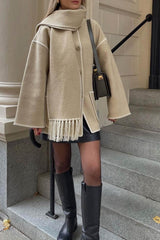 Autumn Collection : Manteau Femme Élégant Châle in Kaki van Seroa