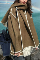 Autumn Collection : Manteau Femme Élégant Châle in Marron foncé van Seroa