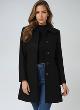 Autumn Collection : Manteau D'Hiver Femme Ajusté Manches Longues in Noir van Seroa