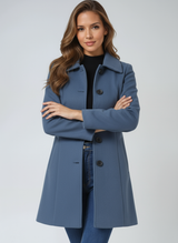 Autumn Collection : Manteau D'Hiver Femme Ajusté Manches Longues in Bleu Gris van Seroa
