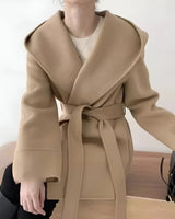 Autumn Collection : Manteau Femme Coton Capuche Style in Camel Taille Unique van Seroa