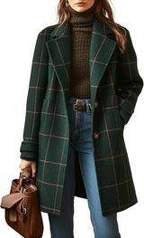 Autumn Collection : Manteau Femme à Carreaux Ajusté Autumn Collection in Vert van Seroa