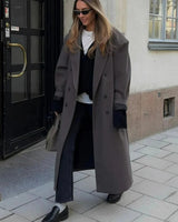 Autumn Collection : Manteau Femme Laine Double Boutonnage in Gris van Seroa