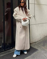 Autumn Collection : Manteau Femme Laine Double Boutonnage in Beige van Seroa