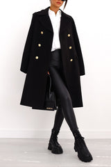 Autumn Collection : Manteau Femme Laine Double Boutonnage in Noir van Seroa