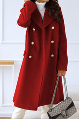 Autumn Collection : Manteau Femme Laine Double Boutonnage in Rouge van Seroa