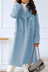 Autumn Collection : Manteau Femme Laine Double Boutonnage in Bleu van Seroa