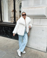 Autumn Collection : Manteau Femme Fourrure Mode Féminine in Blanc van Seroa