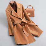 Autumn Collection : Manteau Femme Laine Élégant in Chameau Ambre van Seroa