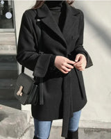 Manteaux et vestes pour femmes : Manteau Femme Laine Noir Mélangée in van Seroa