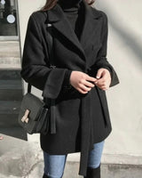 Manteaux et vestes pour femmes : Manteau Femme Laine Noir Mélangée in van Seroa