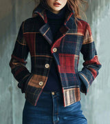 Manteaux pour femmes : Manteau Femme Hiver Carreaux Manteaux in van Seroa
