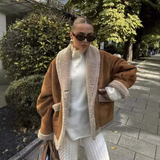 Autumn Collection : Manteau Hiver Femme Épais Camel Polyester in Chameau van Seroa