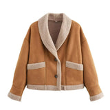 Autumn Collection : Manteau Hiver Femme Épais Camel Polyester in van Seroa