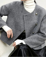 Autumn Collection : Manteau Femme Hiver Laine in Gris van Seroa
