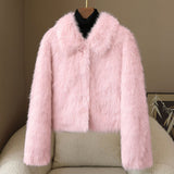 Manteaux et vestes pour femmes : Manteau Femme Hiver Fourrure Décontracté in Rose van Seroa