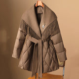 Autumn Collection : Manteau Femme Hiver Laine Blanc in Marron van Seroa