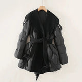 Autumn Collection : Manteau Femme Hiver Laine Blanc in Noir van Seroa