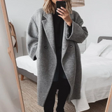 Autumn Collection : Manteau Femme Élégant Long in Gris van Seroa