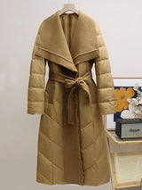 Autumn Collection : Manteau Femme Hiver Laine Matelassé in Camel van Seroa