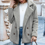 Autumn Collection : Manteau Femme Hiver Long Peluche in Gris clair van Seroa